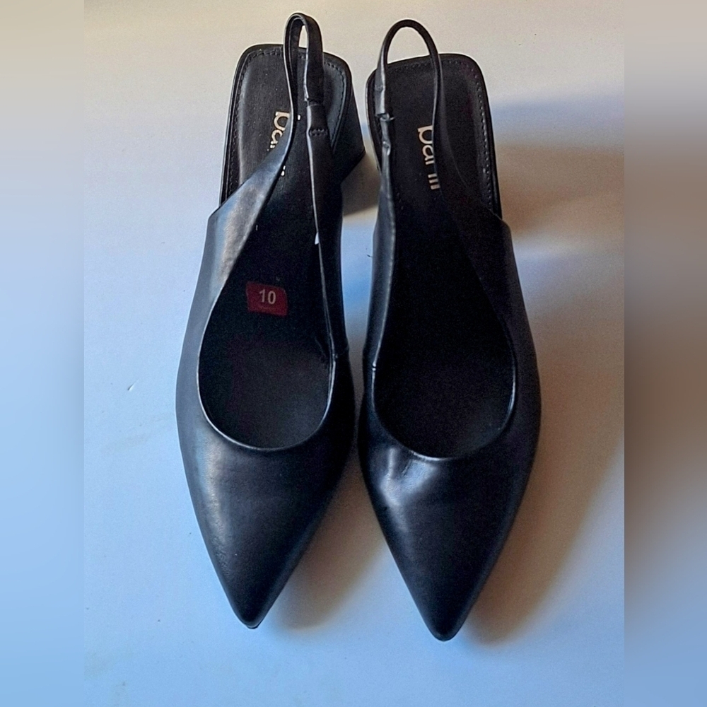 NWOT Bar III Pointed Toe Leather Novelty Triangular Stack Heel Shoes - Picture 11 of 13